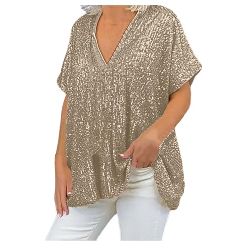 Hsternexy Glitzer Langarmshirt, Black Friday, Glitzer Oberteile Damen V-Ausschnitt Pailletten Bluse Italienische Mode Damen Große Größen Glitzer Shirt Elegant Kurzarm Glitzerbluse Party Cocktail Top Hsternexy Glitzer Langarmshirt, Black Friday, Glitzer Oberteile Damen V-Ausschnitt Pailletten Bluse Italienische Mode Damen Große Größen Glitzer Shirt Elegant Kurzarm Glitzerbluse Party Cocktail Top von Hsternexy