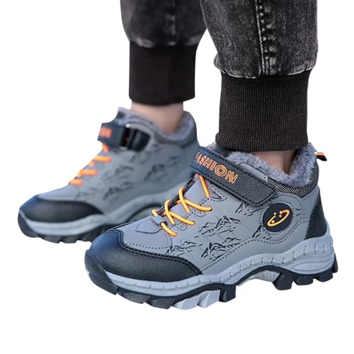 Hsternexy Herbstschuhe-Kinder, Leicht Wanderschuhe Stiefeletten Mädchen Bequem Boots Winterstiefel für Jungen Trekkingschuhe Kinder Winterschuhe Gefüttert Schneestiefel Barfussschuhe rutschfest von Hsternexy