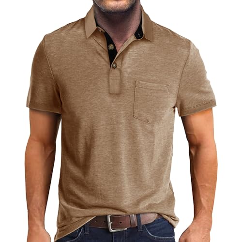 Hsternexy Polohemd Herren, Poloshirt Herren Klassiker Golfshirt Einfarbig Polohemd Freizeit Kurzarm Hemd mit Lässigem Kragen Atmungsaktiv Oberteile Sommershirts von Hsternexy