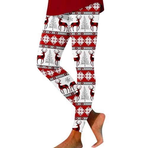 Hsternexy Thermo-Leggins-Damen, Sport Leggings Damen Elastische Laufhose Stretch Blickdicht Thermohose mit Weihnachtsmotiven Weihnachten Strumpfhosen Sportleggins Winterleggings Skinny Thermoleggings von Hsternexy