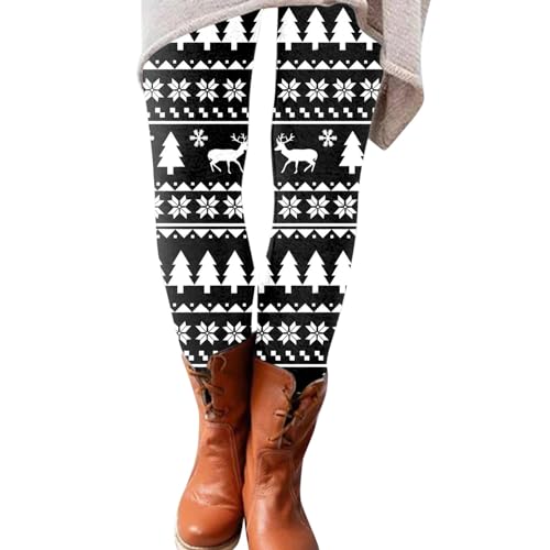 Hsternexy Thermo-Leggins-Damen, Weihnachten Leggings Damen Strumpfhosen Winterleggings Skinny Thermoleggings Sportleggins Stretch Blickdicht Thermohose mit Weihnachtsmotiven Sport Elastische Laufhose von Hsternexy