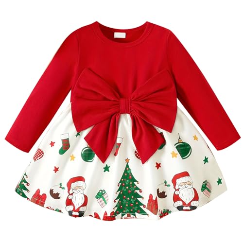 Hsternexy Weihnachtskleid Mädchen 80 Weihnachtsoutfit Baby Weihnachtskleidung Weihnachtsmann Outfits Kleinkind Langarm Kleid Adventskalender Weihnachten Kleid Prinzessin Kleid A Line Kleid von Hsternexy