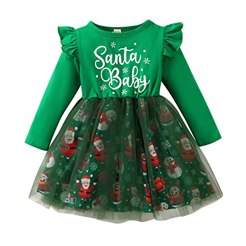 Hsternexy Weihnachtskleid Mädchen Baby Prinzessin Kleid A Line Kleid Adventskalender Weihnachten Kleid Neugeborene Niedlich Bekleidungsset Weihnachtskleidung Weihnachtsmann Outfits Weihnachtsoutfit von Hsternexy