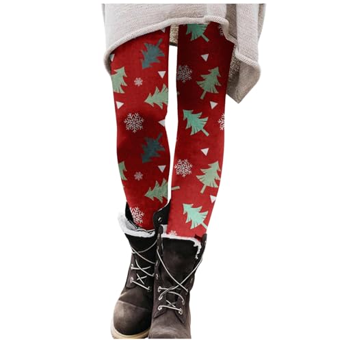 Leggings-Damen-Schwarz-Thermo, Winterleggings Skinny Thermoleggings Sport Leggings Damen Elastische Laufhose Sportleggins Weihnachten Strumpfhosen Stretch Blickdicht Thermohose mit Weihnachtsmotiven von Hsternexy