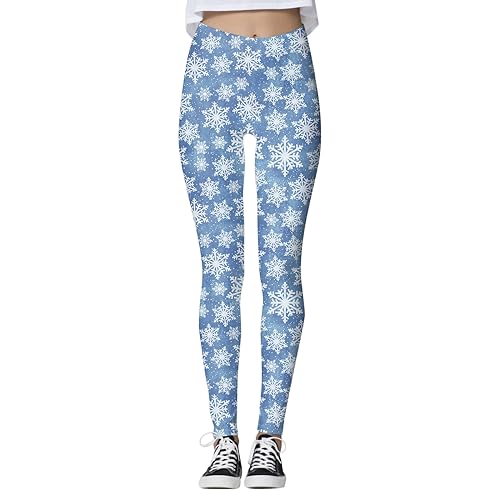 Leggings-Mit-Fell-Gefüttert, Sportleggins Damen Weihnachten Leggings Strumpfhosen Winterleggings Skinny Thermoleggings Sport Elastische Laufhose Stretch Blickdicht Thermohose mit Weihnachtsmotiven von Hsternexy