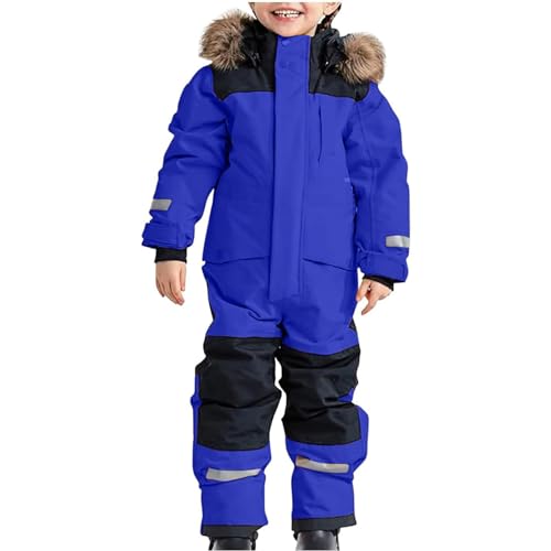 Skianzug-Mädchen, Skianzug-Kinder, Black-Friday,Schneeanzug Kinder Warmes Skioverall Unisex Kinder Wasserdicht Skianzüge Winddicht Schneeoverall Outdoor Softshell Dicke Fellkragenkapuze Ski Set von Hsternexy