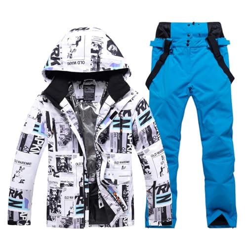 Skijacke Herren, Schneeanzug Herren 2 Teilig Set Winter Skianzug Snowboard Sets Warme Winddicht Ski Jacke Und Hosen Snowboardjacke Skibekleidung Winteranzug Snowboard Set Schneemantel Ski Anzug von Hsternexy