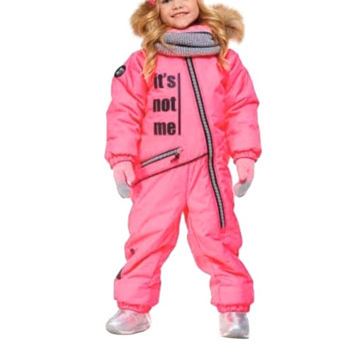 Skioverall Jungen Mädchen Schneeanzug Winddicht Wasserdicht Schneeoverall Warm Atmungsaktiv Skianzug mit Pelzkragen Kapuze Kinder Schnee Outfit Skifahren Bekleidung von Hsternexy