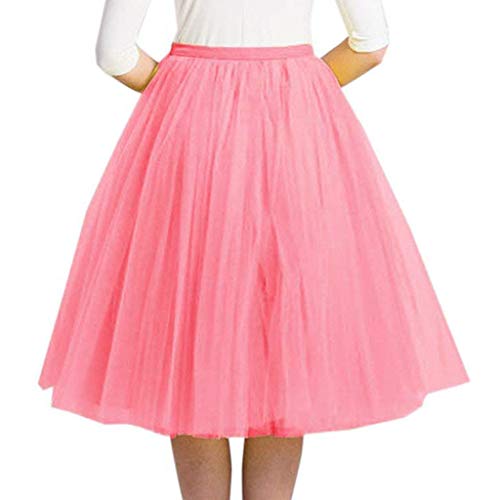 Tüllrock Rosa, Ballettrock Röcke Tüllrock Damen Elegant Mesh Rock Lang Stufenrock Faltenrock Elastische Tüll Rock Petticoat Feenrock Skater Midirock Sommerrock Knielang Unterrock Für Karneval von Hsternexy