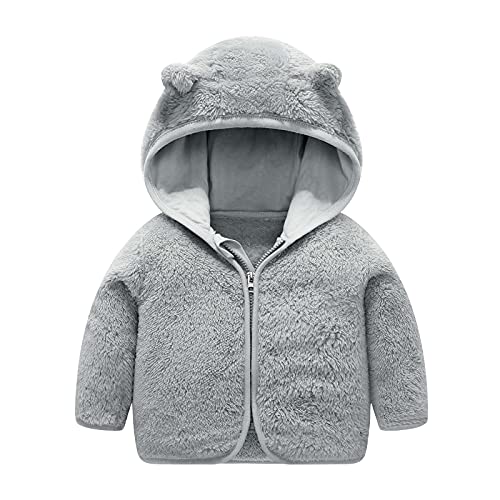 Winterjacke-Baby-86-92, Neugeborenes Baby Mädchen Fleecejacke Plüschjacke Winter Teddy Jacke mit Kapuze Reißverschluss Kapuzenmantel Warme Winterjacke Wollfleece Wintermäntel von Hsternexy