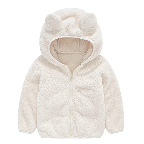 Winterjacke-Babytrage, Neugeborenes Baby Mädchen Fleecejacke Plüschjacke Winter Teddy Jacke mit Kapuze Reißverschluss Kapuzenmantel Warme Winterjacke Wollfleece Wintermäntel von Hsternexy