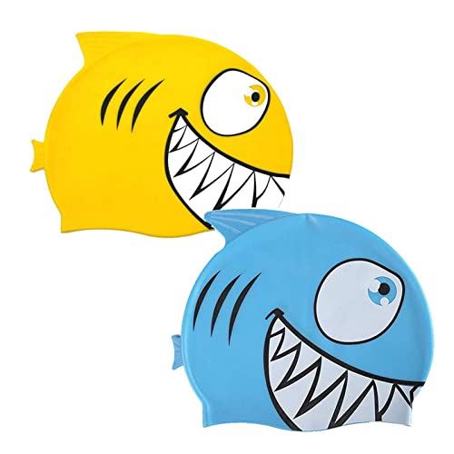 2 Stück Haifisch Badekappe, Schwimmmütze Kinder, Hochwertige Silikon Badekappe, Bademütze, Weich Reinem Silikon Badekappe, Kinder Schwimm Mütze, für Jungen und Mädchen 2 Stück Haifisch Badekappe, Schwimmmütze Kinder, Hochwertige Silikon Badekappe, Bademütze, Weich Reinem Silikon Badekappe, Kinder Schwimm Mütze, für Jungen und Mädchen von Hsupez