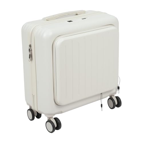 HuKaiL 18“ Boarding-Koffer, 47L Handgepäck Koffer & Trolleys Reisekoffer mit Rollen und Fronttasche, Koffer Travelite Reisekoffer mit 30Kg Tragkraft und 3-stelliges Passwortschloss, 45*24*41cm, Weiß von HuKaiL