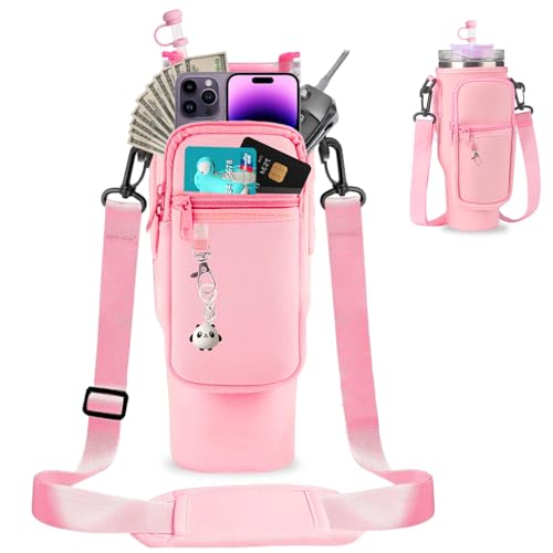 Huahuanghui Tragetasche für Cup 40oz,Wasserflaschen-Tragetasche mit Handyfach,Cup-Zubehör, Thermoskanne Flaschenhülle,6 PCS Auslaufsicherer Silikonstopfen,Verstellbarer Schultergurt (Rosa) Huahuanghui Tragetasche für Cup 40oz,Wasserflaschen-Tragetasche mit Handyfach,Cup-Zubehör, Thermoskanne Flaschenhülle,6 PCS Auslaufsicherer Silikonstopfen,Verstellbarer Schultergurt (Rosa) von Huahuanghui