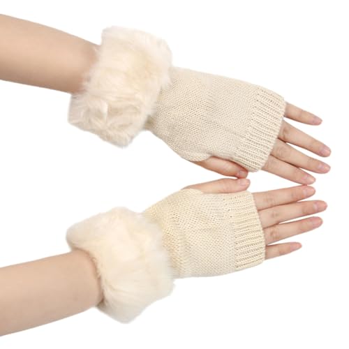 Huamengyuan Handschuhe Plüsch Damen plüsch fingerlos Fingerlose Handschuhe Kaschmir Strick Handschuhe Warme Ohne Finger Fingerless Gloves Winterhandschuhe Arbeits Autofahren Radfahren Sport von Huamengyuan