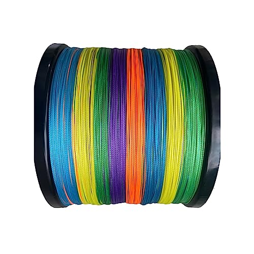 Angelschnur Angeldraht 4 Fäden PE-Angelschnur, geflochten, 18–88 LB, Glatte Multifilament-Angelschnur, super langlebig Angelschnur Salzwasser(Multicolor,1000m-4.0-00.325mm) von Huangj-0527