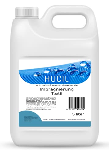 Hucil Imprägnierspray Textil -5 Liter - Imprägniermittel Sofa - Zelt - markisen - Jacke - pferdedecken - Cabrio - Outdoor - impregnierspray Textilien - 5 Liter von Hucil