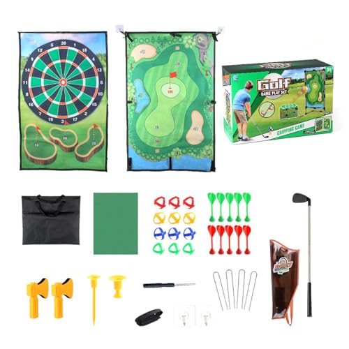 Chip-and-Stick-Golfspiel, Golf-Dart-Chipping-Spiel - Übungsmatte Präzisions-Golf-Schlagmatte | Komplettes Golf-Trainingsmatten-Set mit Dartscheibe, Stick-Chip-Spiel für das Spielen im Garten von Hudhowks