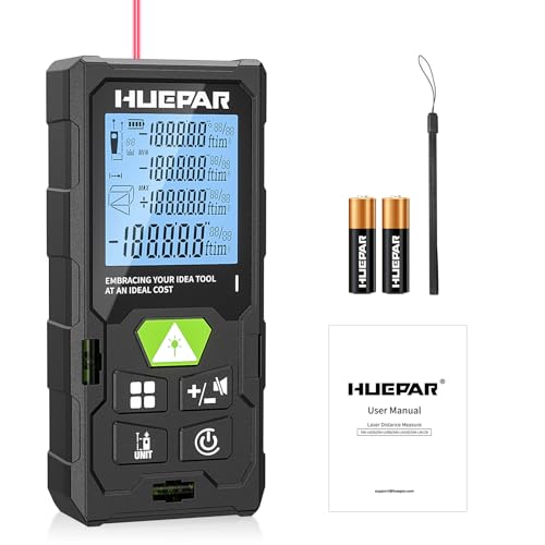 Huepar Laser-Entfernungsmesser 165FT(50M) Laser-Messgerät Digitale Laser-Entfernungsmesser, hintergrundbeleuchtetem LCD, Messung von Entfernung, Fläche und Volumen und pythagoreischem Modus DM-LM50 Huepar Laser-Entfernungsmesser 165FT(50M) Laser-Messgerät Digitale Laser-Entfernungsmesser, hintergrundbeleuchtetem LCD, Messung von Entfernung, Fläche und Volumen und pythagoreischem Modus DM-LM50 von Huepar