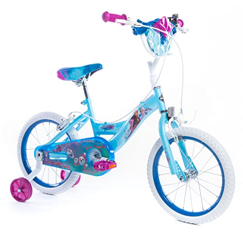 Huffy Disney Frozen Kinderfahrrad 16 Zoll Mädchenfahrrad mit Fahrradkorb - Anna und Elsa Kinderrad als Geschenk für Mädchen - himmelblau, 40,6 cm von Huffy