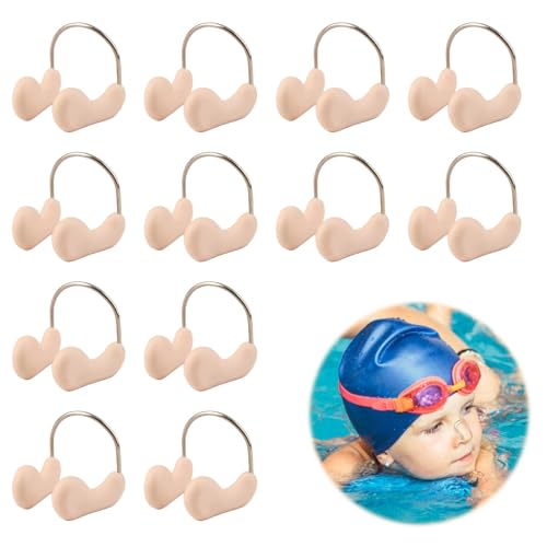 Hugfads Nasenklammer Set, 12 Stück Unisex Nasenklemme aus Silikon für Schwimmer, wasserdicht und bequem, ideal für Schwimmen und Wassersport, Beige Hugfads Nasenklammer Set, 12 Stück Unisex Nasenklemme aus Silikon für Schwimmer, wasserdicht und bequem, ideal für Schwimmen und Wassersport, Beige von Hugfads