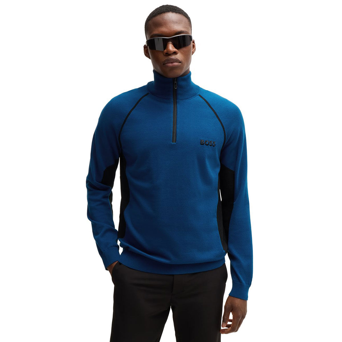 Hugo Boss Men's Hydro-X Half Zip Golf Mid Layer, Mens, Open blue, Small | American Golf von Hugo Boss