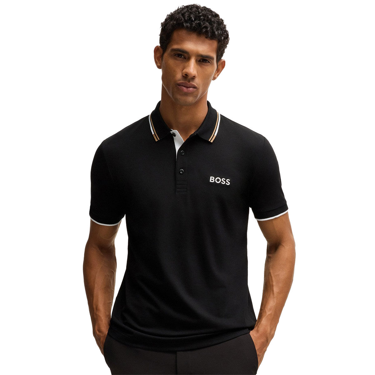 Hugo Boss Men's Paddy Pro Golf Polo Shirt, Mens, Black, Large | American Golf von Hugo Boss