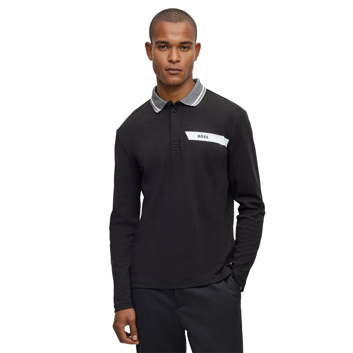 Hugo Boss Men's Plisy 1 Long Sleeve Golf Polo Shirt, Mens, Black, Xxl | American Golf von Hugo Boss