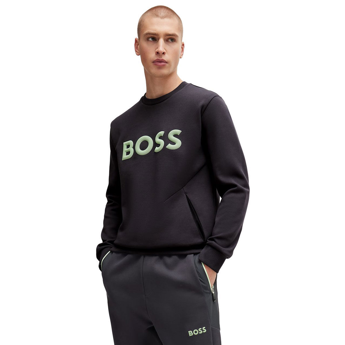 Hugo Boss Men's Salbo Crew Neck Golf Sweater, Mens, Charcoal, Medium | American Golf von Hugo Boss