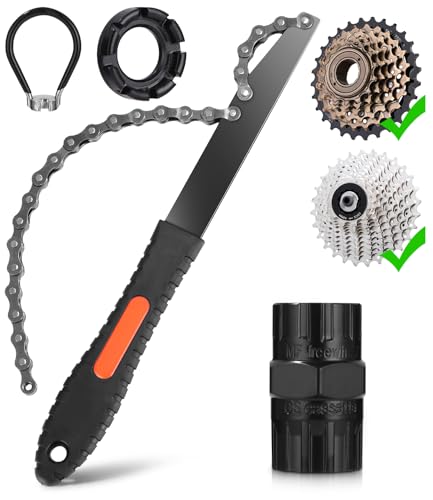 Kettenpeitsche,Zahnkranzabzieher,Schraubkranz Abzieher Kit,2 in 1 Universal Freilauf Entferner Werkzeug für 5-12 Fach Kassette,Speichenschlüssel Fahrrad aus Stahl,Speichenspanner-6 Größen 10-15 Gauge Kettenpeitsche,Zahnkranzabzieher,Schraubkranz Abzieher Kit,2 in 1 Universal Freilauf Entferner Werkzeug für 5-12 Fach Kassette,Speichenschlüssel Fahrrad aus Stahl,Speichenspanner-6 Größen 10-15 Gauge von Huifoo