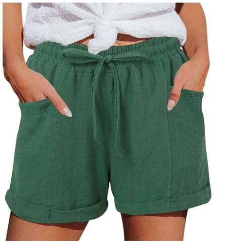 Huihong Leinen Shorts Damen Sommer Musselin Kurze Hose mit Taschen Hoher Taille Elastische Short mit Kordelzug Sport Laufhose Freizeit Bequeme Stoffhose Casual Bermuda Hosen Elegant Leinenhose Huihong Leinen Shorts Damen Sommer Musselin Kurze Hose mit Taschen Hoher Taille Elastische Short mit Kordelzug Sport Laufhose Freizeit Bequeme Stoffhose Casual Bermuda Hosen Elegant Leinenhose von Huihong