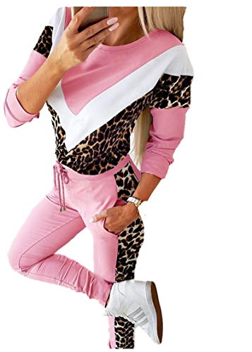 Damen Freizeitanzug Leopard Jogginganzug Zweiteiler Sportanzug Traininganzug Langarmshirt + Lange Sporthose S Xbao von Huizhouxiaobaodianzigongsi