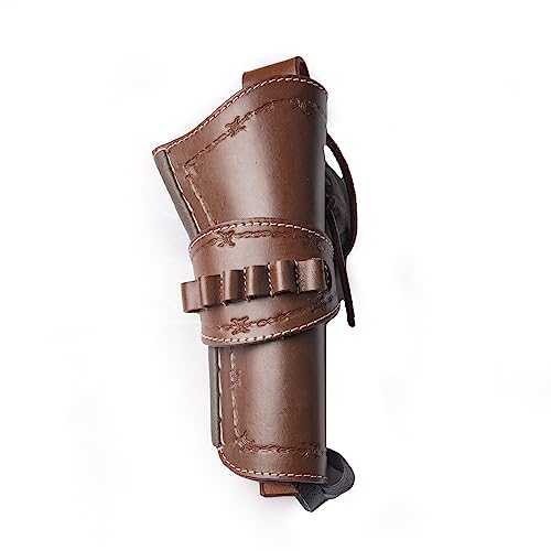 Hulara-Leder-Cowboy-Holster mit Munitionsschlaufen .45 Auto, 45 ACP und .44 Cal. Western Holster passend für 4" bis 8" Western Gun Belts Holster 45 Revolver von Hulara