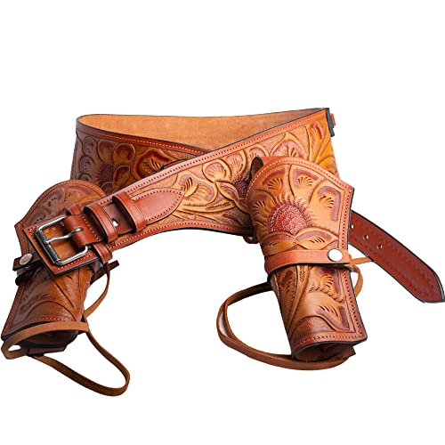 Hulara-Western-Pistolenholster. 45 Auto. 45 AKP. 44/45 Kaliber Cowboy Holster für Revolver Vollnarbenleder Pistolenholster mit Gürtel für Männer Kakaobraun doppelseitig S3 Hulara-Western-Pistolenholster. 45 Auto. 45 AKP. 44/45 Kaliber Cowboy Holster für Revolver Vollnarbenleder Pistolenholster mit Gürtel für Männer Kakaobraun doppelseitig S3 von Hulara