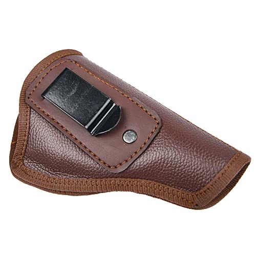 Leder-Pistolenholster Glock Holster für rechte Hand passend für Glock 19 Gen 3 26 27 42 48 S&W M&P Shield EZ für Männer und Frauen Western Style Clip Cover mit Zeitschriftenhalter (Braun IWB Right) Leder-Pistolenholster Glock Holster für rechte Hand passend für Glock 19 Gen 3 26 27 42 48 S&W M&P Shield EZ für Männer und Frauen Western Style Clip Cover mit Zeitschriftenhalter (Braun IWB Right) von Hulara