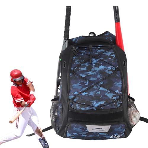Baseball-Rucksack für Jungen, Baseball-Rucksack mit Schuhfach, Softball-Ausrüstung, Backpac, Schlägertasche mit gepolsterten Schultergurten, große Kapazität, Jugend-Baseball-Rucksack für Helme von Humkopnl