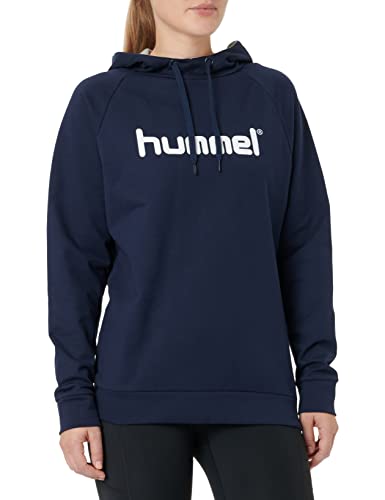 HUMMEL Damen Kapuzenpullover HMLGO COTTON LOGO HOODIE, Marine, 2XL, 203517-7026 von hummel