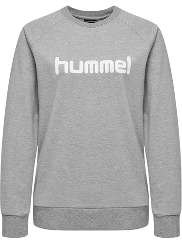 HUMMEL Damen Pullover Go Cotton Logo Sweatshirt Woman 203519 Grey Melange L von hummel