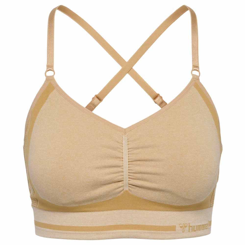 Hummel Lulu Scrunch Sports Top High Support Seamless Beige M Frau von Hummel