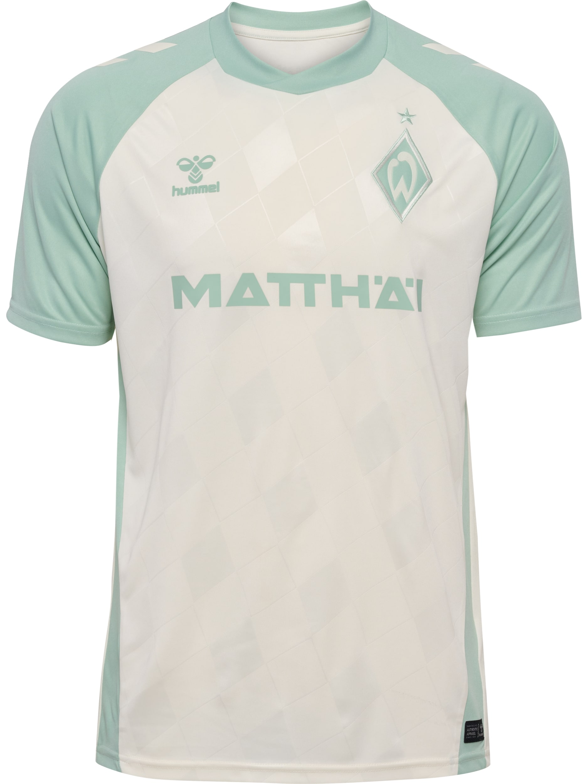 Hummel Werder Bremen Auswärtstrikot 2024/2025 Kinder MARSHMELLOW/SILT GREEN 128 von Hummel