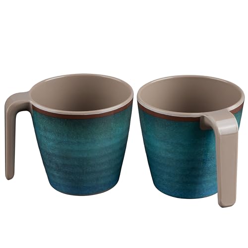 2 Stück Melamin Tassen 350 ml ideal für Camping - Jesolo Grün - Stapelbar - 2 Personen Steingutoptik Trinkbecher Kaffeetasse Kaffeebecher 2 Stück Melamin Tassen 350 ml ideal für Camping - Jesolo Grün - Stapelbar - 2 Personen Steingutoptik Trinkbecher Kaffeetasse Kaffeebecher von Hummelladen