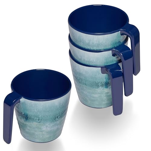 4 STÜCK Melamin Tasse 350 ml ideal für Camping - Adria Blue - Stapelbar - Steingutoptik Trinkbecher Kaffeetasse Kaffeebecher 4 STÜCK Melamin Tasse 350 ml ideal für Camping - Adria Blue - Stapelbar - Steingutoptik Trinkbecher Kaffeetasse Kaffeebecher von Hummelladen