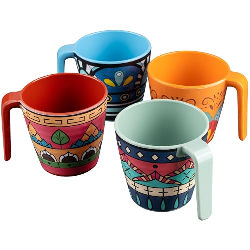 Melamin Tassen 350 ml ideal für Camping 4 Personen - Toskana Mix - BUNT - Stapelbar - Steingutoptik Mandala Trinkbecher Kaffeetasse Kaffeebecher Melamin Tassen 350 ml ideal für Camping 4 Personen - Toskana Mix - BUNT - Stapelbar - Steingutoptik Mandala Trinkbecher Kaffeetasse Kaffeebecher von Hummelladen
