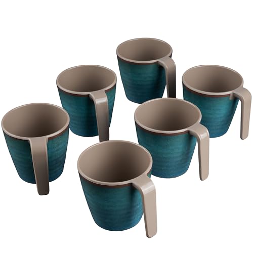 Melamin Tassen 350 ml ideal für Camping 6 Personen - Jesolo Grün - Stapelbar - Steingutoptik Trinkbecher Kaffeetasse Kaffeebecher Melamin Tassen 350 ml ideal für Camping 6 Personen - Jesolo Grün - Stapelbar - Steingutoptik Trinkbecher Kaffeetasse Kaffeebecher von Hummelladen