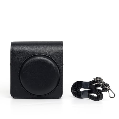 Hundor Kamera-Schutztasche Tragetasche für Instax Mini 99 Kameratasche Tasche aus PU-Leder mit verstellbarem Schulterriemen (Schwarz) von Hundor