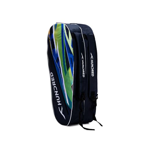 Hundred Debut Badminton and Tennis Racquet Kit Bag (Navy) Material Polyester Multiple Compartment with Side Pouch Easy-Carry Handle Padded Back Straps Front Zipper Pocket von Hundred