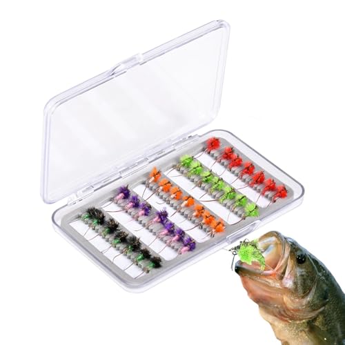 HunicandIU Fischereifliegerlure Kit, Fliegenfischerei Köder -Sortiment -Kit | 35x künstliche Köderhaken Fischereifliege | Rivers Lakes Reservoir Angling Tackle mit Aufbewahrungsbox für Profis von HunicandIU