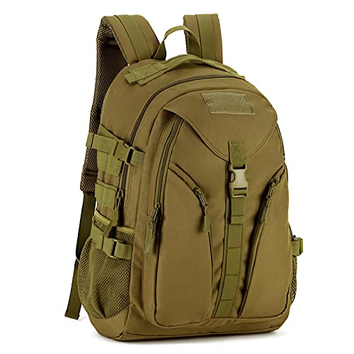 HUNTVP 40L Rucksack Taktisch Tagesrucksack Militär Daypack MOLLE Wanderrucksack Wasserabweisend Sporttasche Armee Trekkingrucksack Bundeswehr Fahrradrucksack Army Studenten für Outdoor Wandern, Braun von HUNTVP