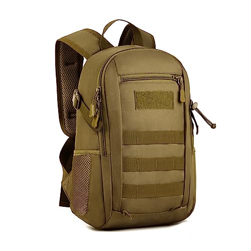 HUNTVP 12L Mini Rucksack Taktisch Wanderrucksack Molle Schultasche Wasserdicht Daypack Militärisch Schulrucksack Studenttasche Unitasche Sporttasche für Herren Damen Outdoor Sport (12L-Braun) HUNTVP 12L Mini Rucksack Taktisch Wanderrucksack Molle Schultasche Wasserdicht Daypack Militärisch Schulrucksack Studenttasche Unitasche Sporttasche für Herren Damen Outdoor Sport (12L-Braun) von HUNTVP