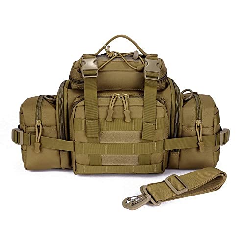 Huntvp Taktisch Hüfttasche Molle 3Way Gürteltasche wasserdichte Bauchtasche Tactical Crossbody Multifunktional Waistbag Bumbag Militär für Laufen Camping Wandern Trekking - Braun von HUNTVP